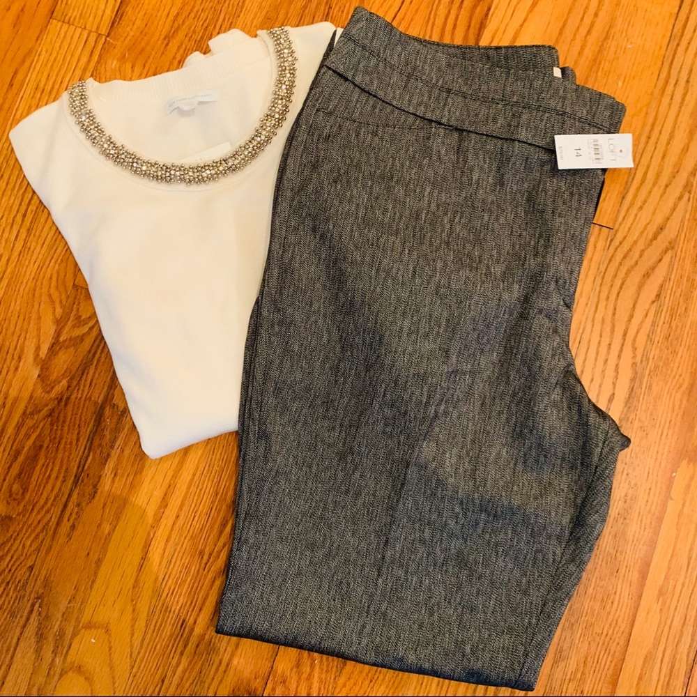 LOFT Herringbone Trouser Pants